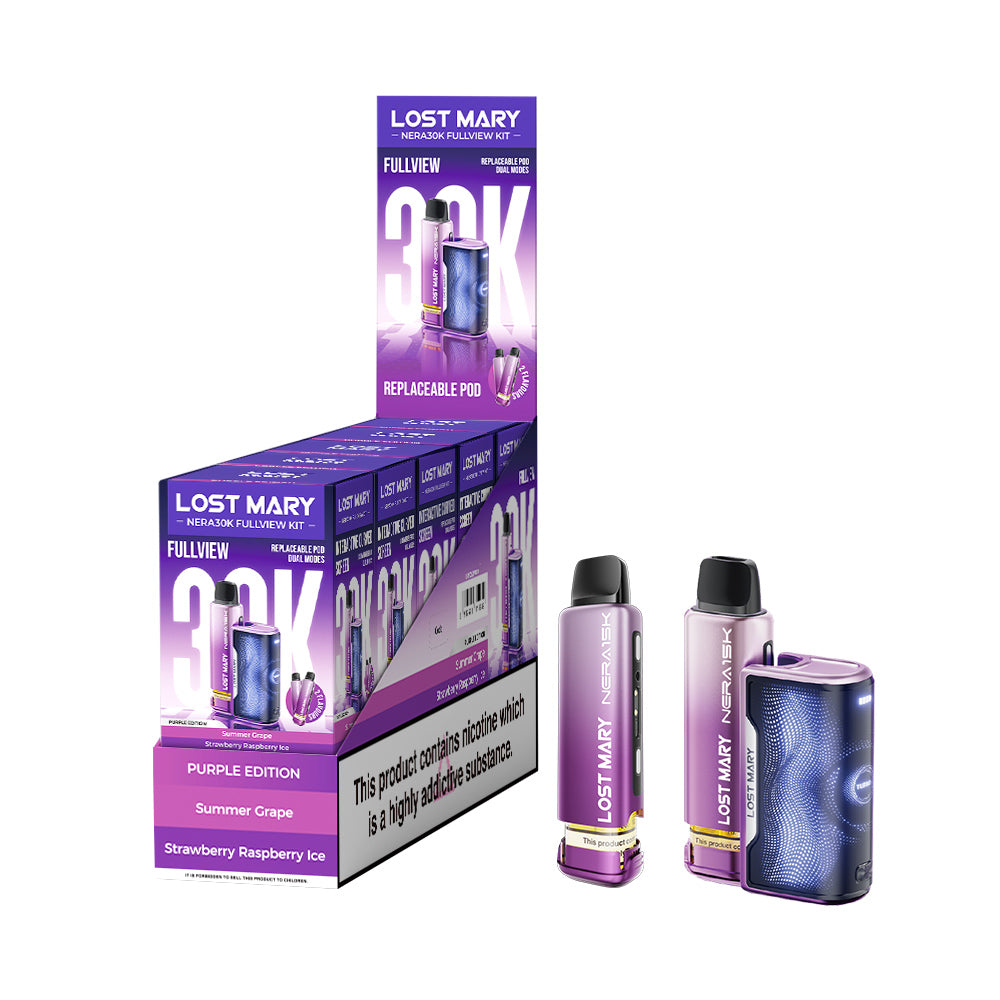 LOST MARY NERA 30K - Purple Edition - Summer Grape Strawberry Raspberry Ice - 5 PACK