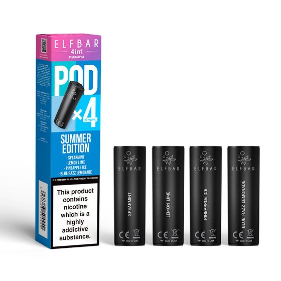 ELFBAR 4in1 Prefilled PODS -10 PACK OF 4 PODS (40 PODS)  - SUMMER EDITION