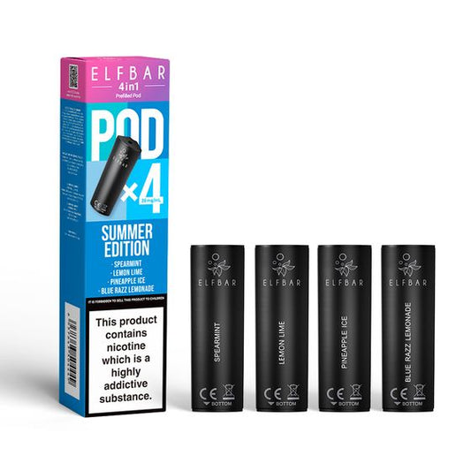 ELFBAR 4in1 Prefilled PODS -10 PACK OF 4 PODS (40 PODS)  - SUMMER EDITION