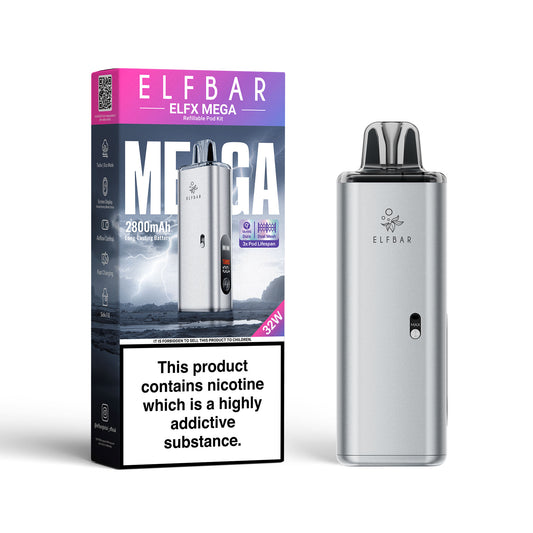 Elf Bar ELFX Mega Pod Kit - Silver. Pack of 1