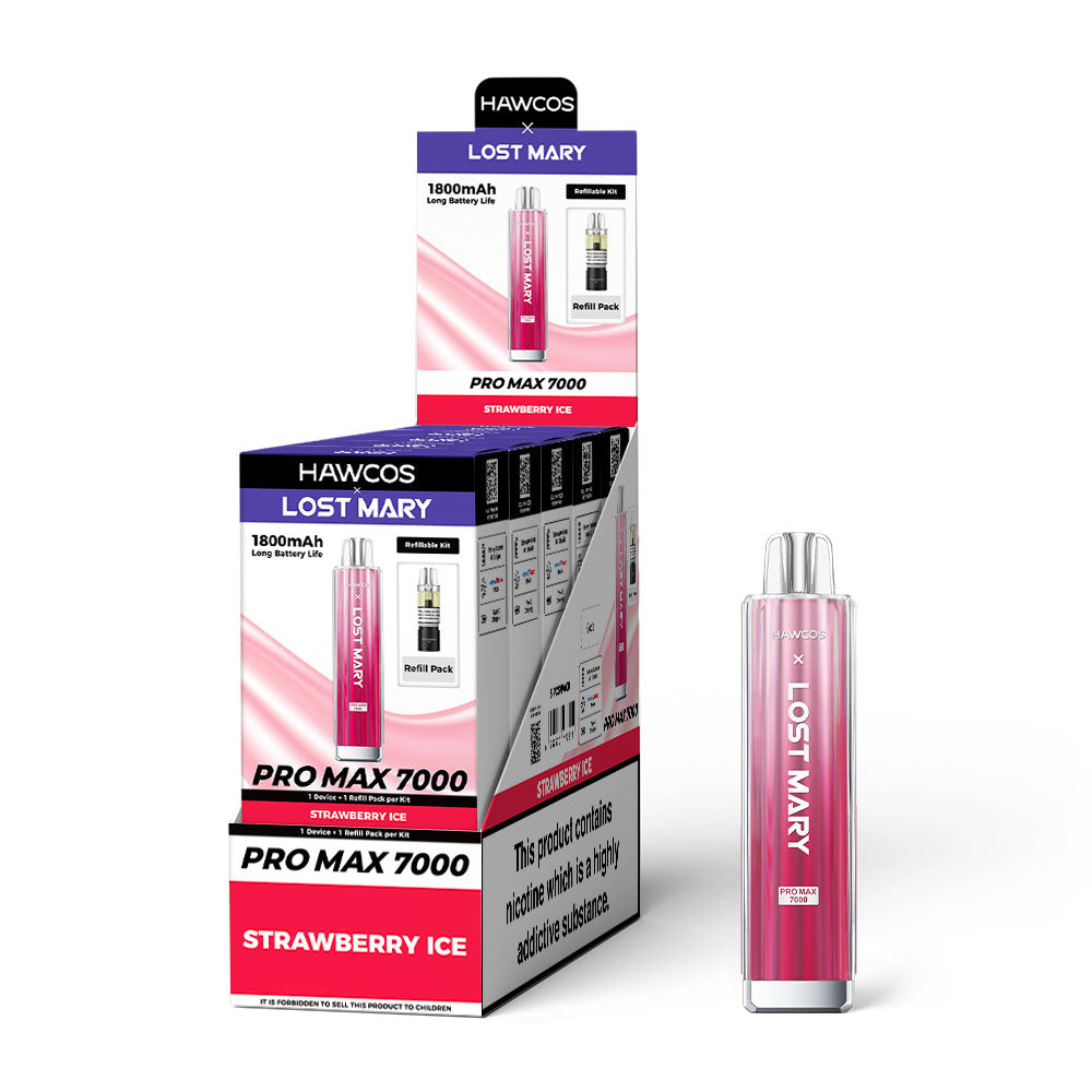 Lost Mary Strawberry Ice- Promax 7000 Puff - 5 pack
