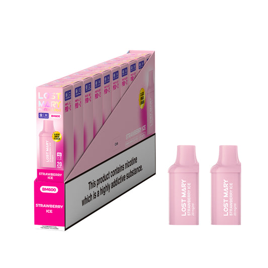 Lost Mary BM600 Prefilled Vape Pods - Strawberry Ice  - 10 PACKS OF 2 PODS