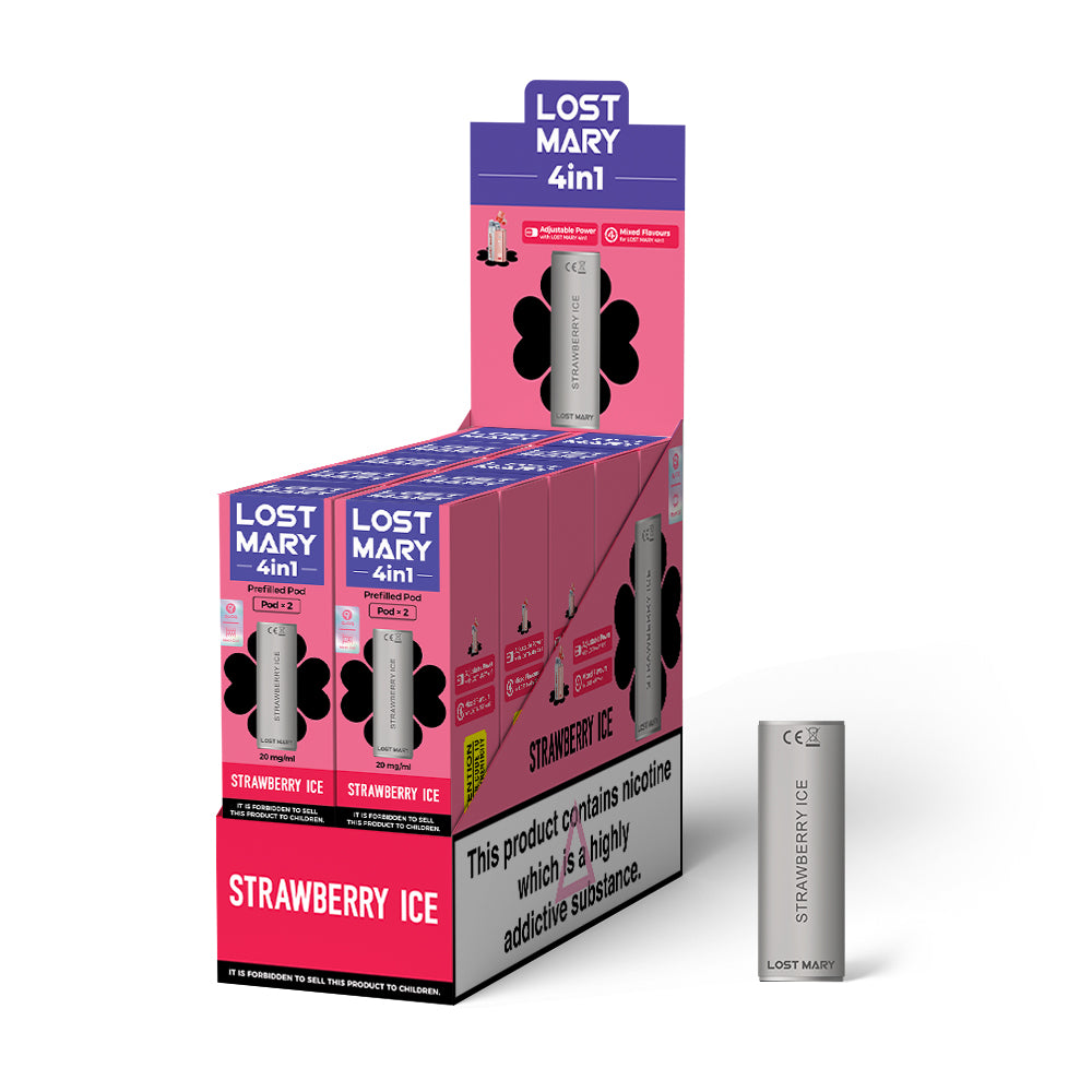 LOST MARY 4 IN 1 REPLACEMENT PREFILLED PODS - STRAWBERRY ICE - 10PKS OF 2 PODS