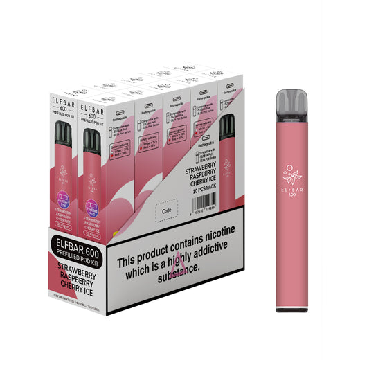 Elf Bar 600 Strawberry Raspberry Cherry Pre Filled Pod vape kit