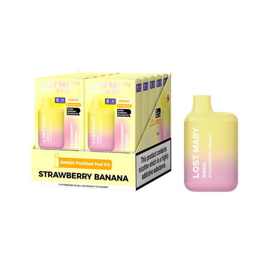 Lost Mary BM600 Strawberry Banana Prefilled Pod Kit - 20mg - 10 pack