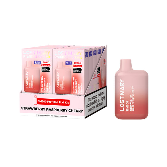 Lost Mary BM600 Strawberry Raspberry Cherry Prefilled Pod Kit - 20mg - 10 pack