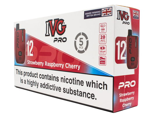 IVG PRO VAPE KIT - STRAWBERRY RASPBERRY CHERRY  - UP TO 10K PUFFS - 5 PACK