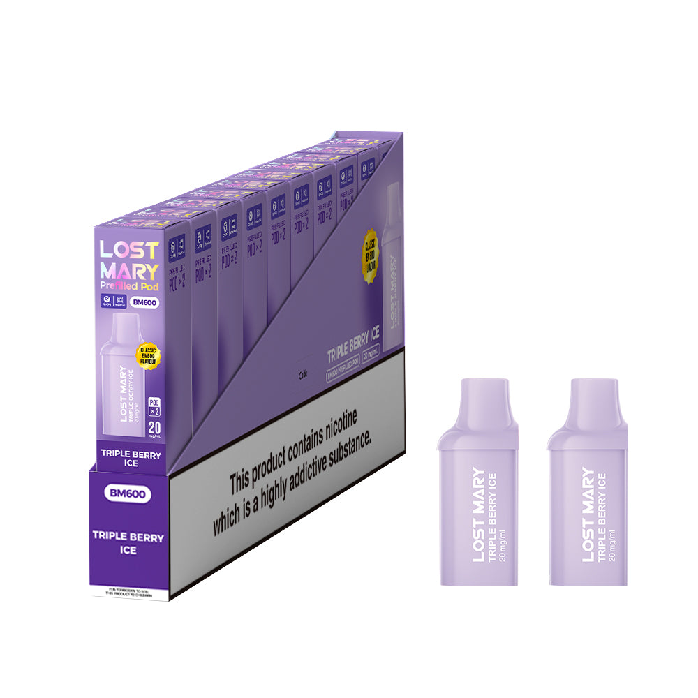 Lost Mary BM600 Prefilled Vape Pods - Triple Berry Ice  - 10 PACKS OF 2 PODS
