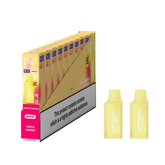 Lost Mary BM600 Prefilled Vape Pods - Triple Mango - 10 PACKS OF 2 PODS