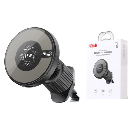 Phone / Car Accessories -   Magnetic Car Air Vent 15W Wireless Charging Holder - Black