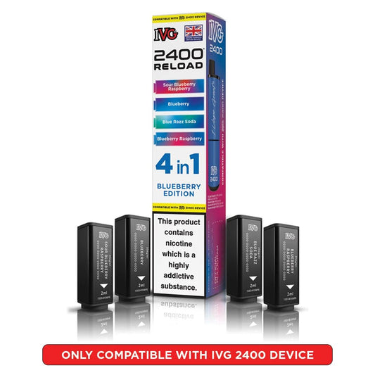 IVG 2400 4 In 1 Blueberry Edition Reload Pods 5 pack