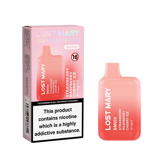 Lost Mary BM600 Strawberry Raspberry cherry Flavour - 10 pack