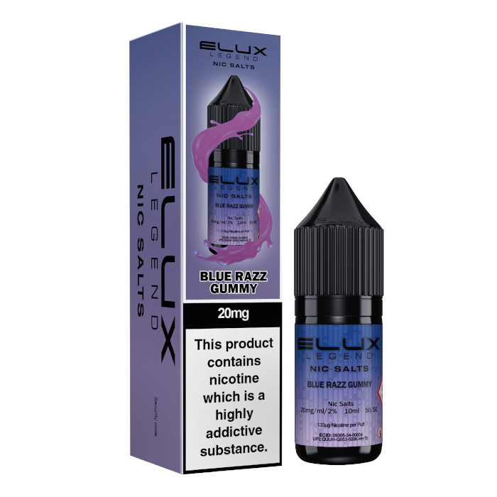 Elux Nic Salts 20mg - Blue Razz Gummy - 10 Pack