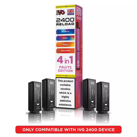 IVG RELOAD PODS FOR 4 IN 1 - FRUITS EDITION - Blueberry/ Grape/ Mango/ Watermelon - 5 PACK