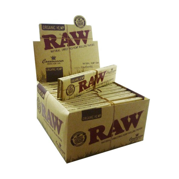 RAW Rolling Papers + Tips - Organic Classic Connoisseur KS Slim + Tips